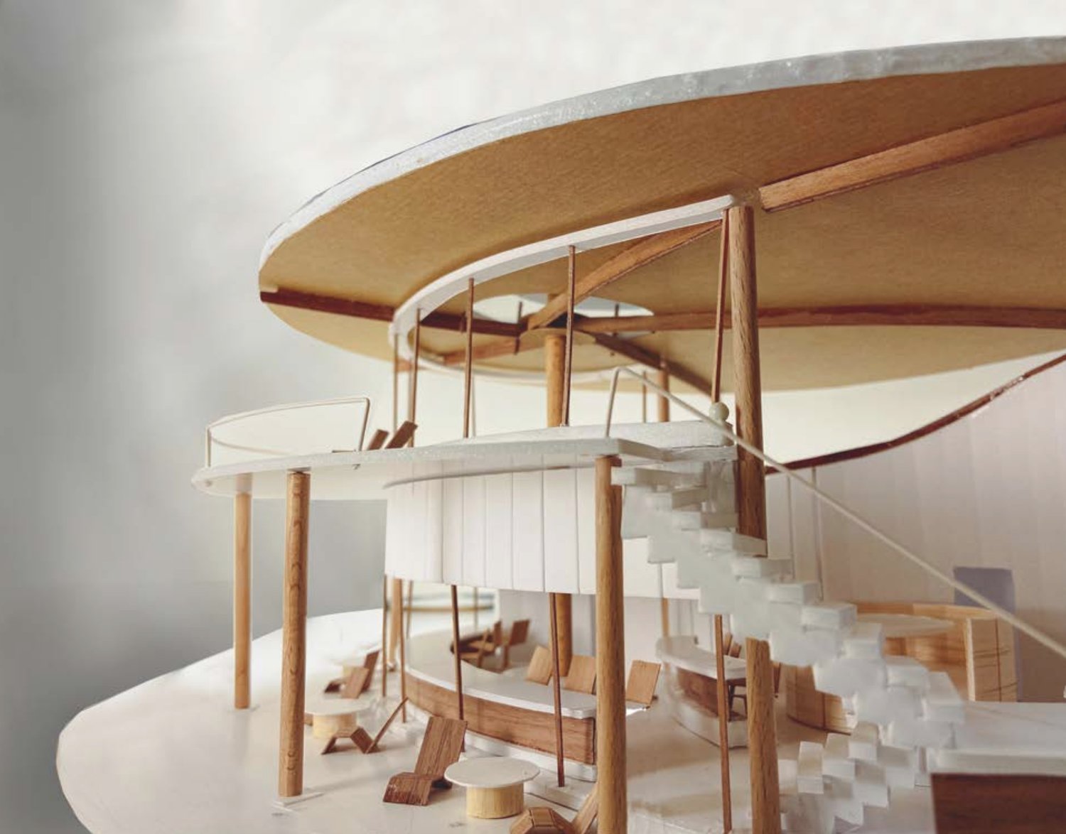 Cafe Juno model, roof structure