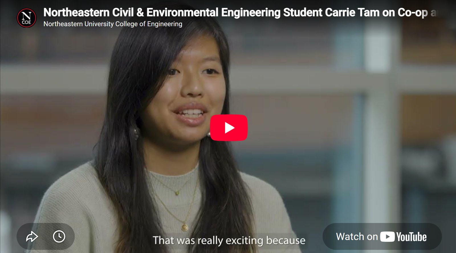 Northeastern video still of Carrie Tam
